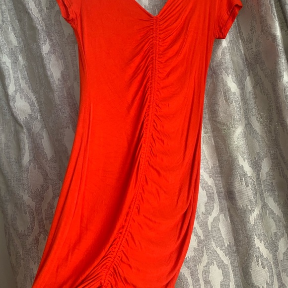 Bright Red Ruched Mini dress - Picture 2 of 2